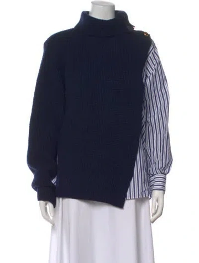 Pre-owned Sacai Wool Colorblock Pattern Sweater In Blue
