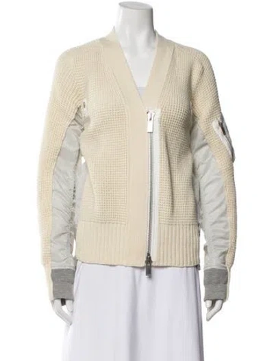 Pre-owned Sacai Wool Colorblock Pattern Sweater In Neutral