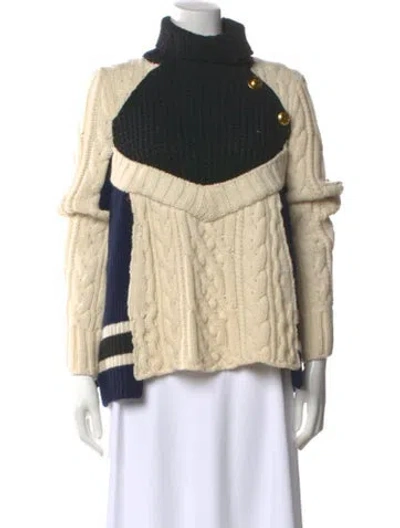Pre-owned Sacai Wool Colorblock Pattern Sweater In Neutral
