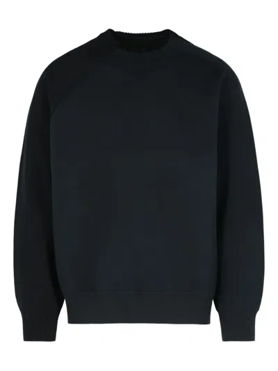 Sacai Wool Cotton Panel Sweatshirt In Black