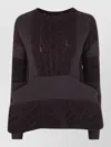 Sacai Wool Crew Neck Cable Knit Pullover In Brown