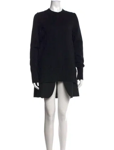 Pre-owned Sacai Wool Crew Neck Sweater In Black/blue