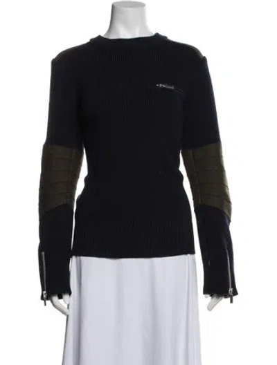 Pre-owned Sacai Wool Crew Neck Sweater In Blue
