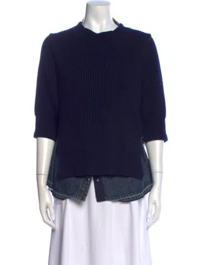 Pre-owned Sacai Wool Crew Neck Top In Blue