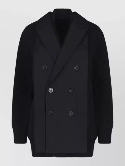 Sacai Hybrid Double-breasted Blazer Jacket In Blue