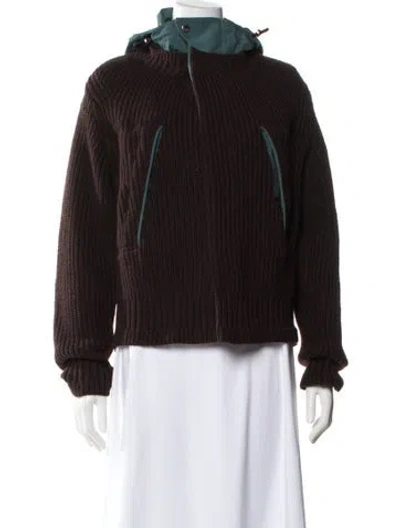 Pre-owned Sacai Wool Faux Fur Jacket In Brown