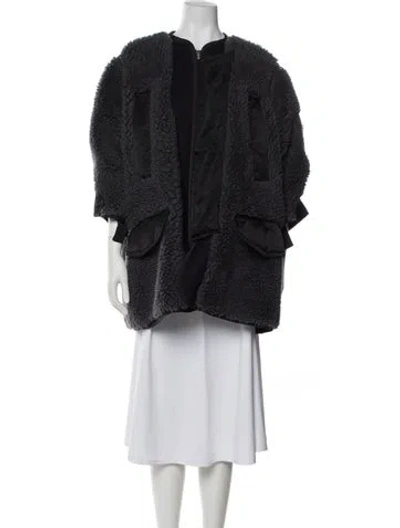 Pre-owned Sacai Wool Faux Fur Jacket In Gray