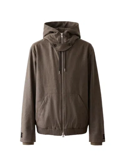 Sacai Wool Flannel Bomber Jacket In Brown