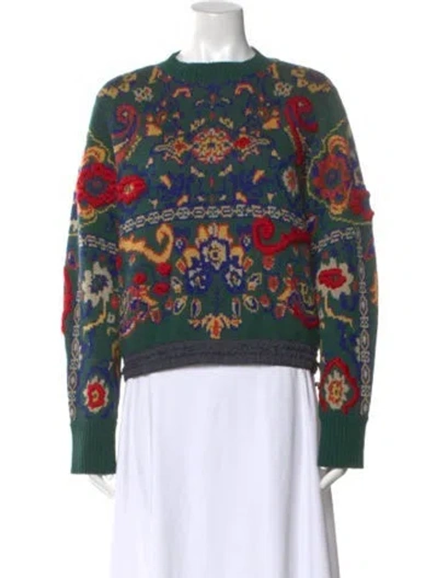Pre-owned Sacai Wool Floral Print Sweater In Green