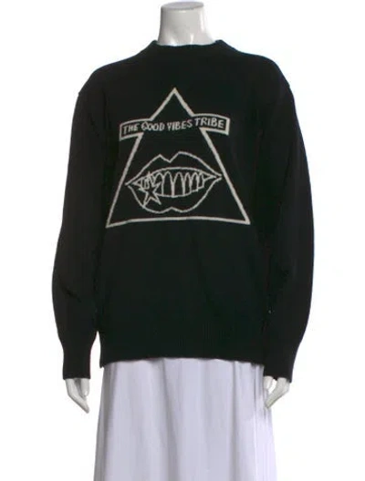 Pre-owned Sacai Wool Graphic Print Sweater In Black