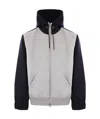 Sacai Bicolor Sweatshirt With Zip And Hood In Gray