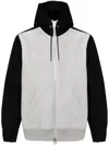 Sacai Bicolor Sweatshirt With Zip And Hood In Grey
