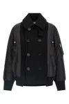 Sacai Wool Insert Bomber Jacket In Black