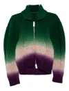 Sacai Multicolor Knitted Wool Bomber Cardigan In Green