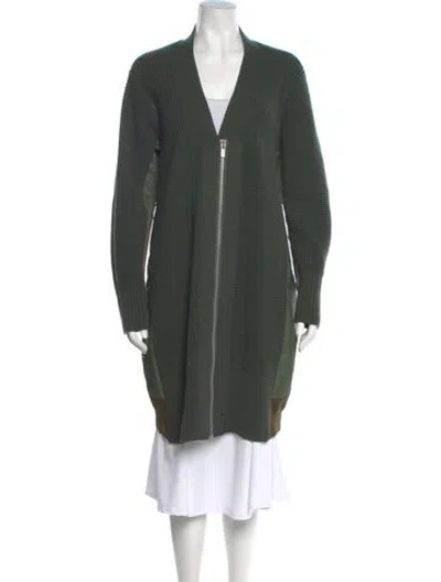 Pre-owned Sacai Wool Knee-length Dress In Green