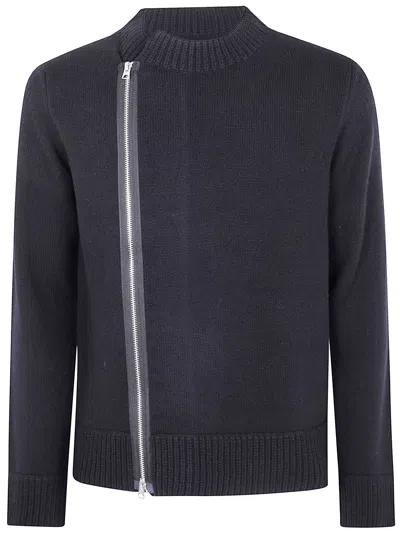 Sacai Wool Knit Blouson In Blue