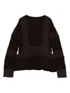 Sacai Wool Knit Round Neck Pullover In Black