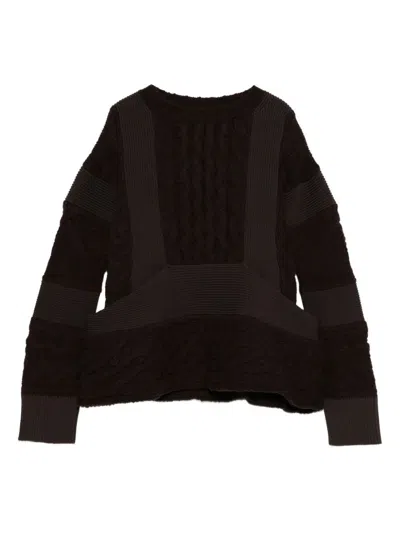 SACAI WOOL KNIT PULLOVER,25.08053 601 BROWN