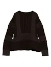 Sacai Wool Knit Round Neck Pullover In Brown