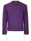 Sacai Men's Mohair Knit Layered Crewneck Sweater In Purple