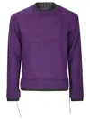 Sacai Men's Mohair Knit Layered Crewneck Sweater In Purple