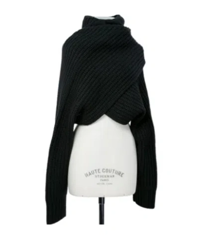 Sacai Wool Knit Turtleneck Pullover In Black