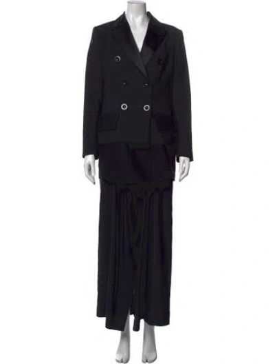 Pre-owned Sacai Wool Long Dress In Black