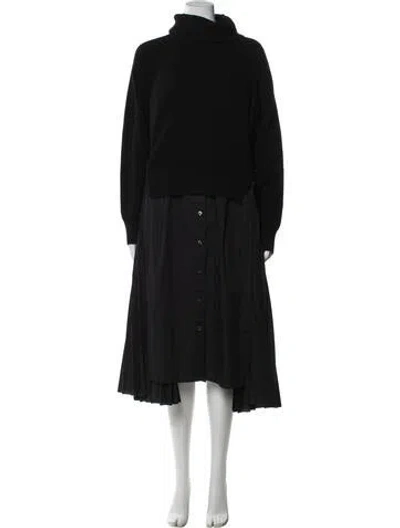 Pre-owned Sacai Wool Long Dress In Blue