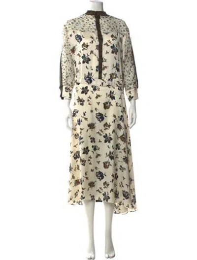 Pre-owned Sacai Wool Long Dress In Green/neutrals