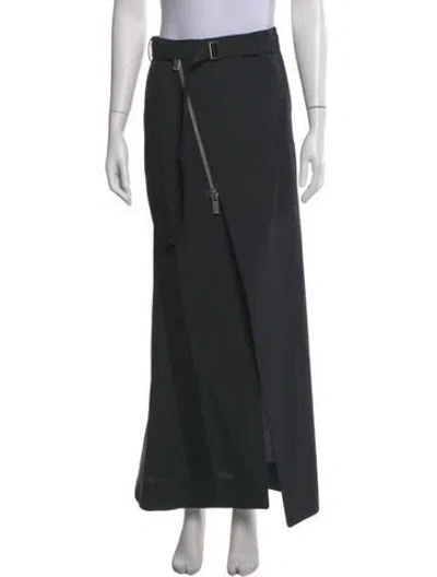 Pre-owned Sacai Wool Long Skirt In Black