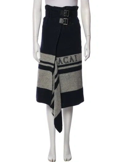 Pre-owned Sacai Wool Long Skirt In Blue