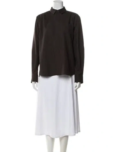Pre-owned Sacai Wool Long Sleeve Blouse In Brown