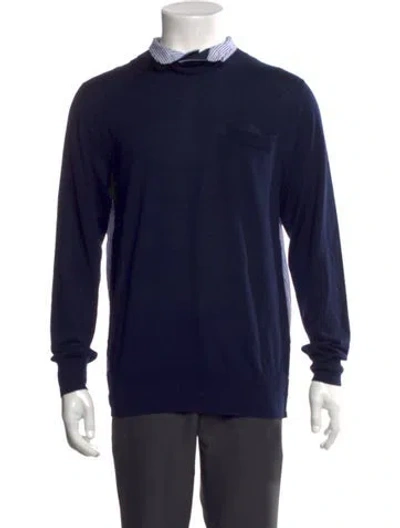 Pre-owned Sacai Wool Long Sleeve Shirt In Blue