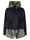 Sacai Wool Melton Blouson With Down-effect Inner Jacket In Blue
