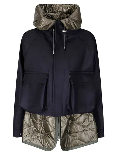Sacai Wool Melton Blouson In Blue