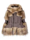 Sacai Fur-trimmed Wool Jacket In Brown