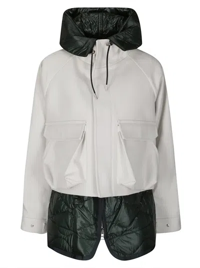 SACAI WOOL MELTON BLOUSON WITH DOWN-EFFECT DETAILS