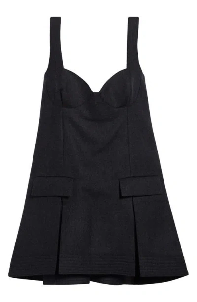 Sacai Wool Melton Bustier Minidress In Gray