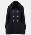 Sacai Wool Melton Coat In Blue
