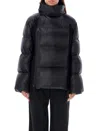 Sacai Womens Black Funnel-neck Contrast-panels Regular-fit Shell Coat In Black