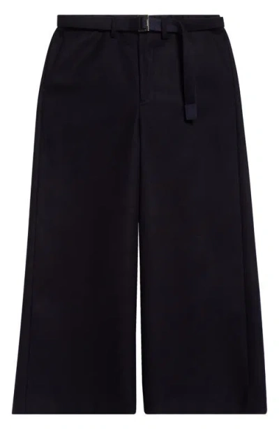 Sacai Wool Melton Pants In Dark Navy