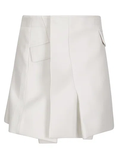 Sacai Wool Melton Skirt In Gray