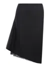 Sacai Wool Asymmetric Skirt In Negro
