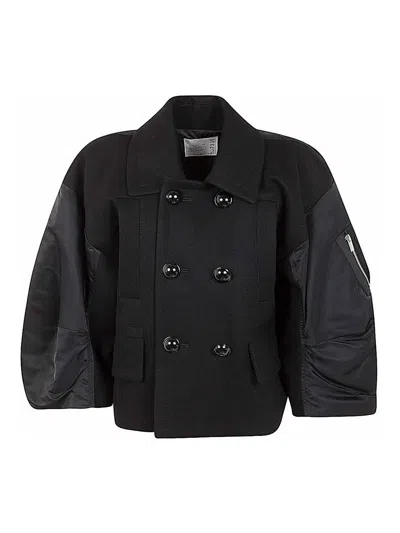 SACAI WOOL MELTON TWILL JACKET
