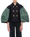 Sacai Wool Melton X Nylon Twill Jacket In Blue