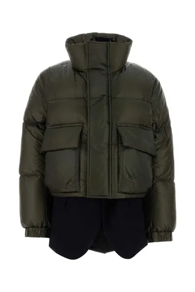 Sacai Wool Melton X Puffer Blouson In Green