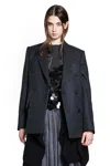 Sacai Wool Melton X Wool Knit Blazer In Black