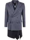 Sacai Wool Melton X Wool Knit Jacket In Black