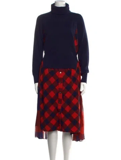 Pre-owned Sacai Wool Midi Length Dress In Blue
