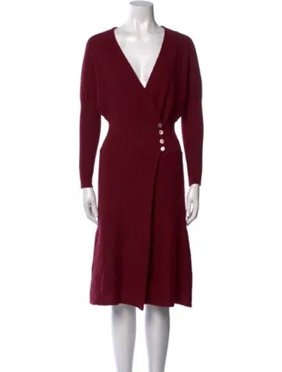 Pre-owned Sacai Wool Midi Length Dress In Burgundy